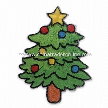 Christmas Tree Embroidered Patch, Used for Apparel, Garments, Homespun Fabric, and Room Ornaments