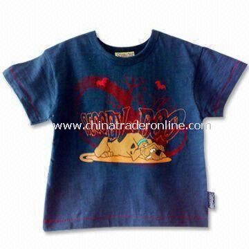 Childrens T-shirt with Round Neck and Short Sleeves, Made of 100% Cotton