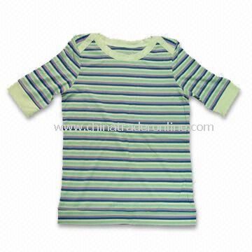 Ladys Short Sleeves T-shirt, Made of 65% Bamboo, 30% Cotton and 5% Spandex