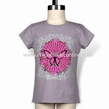 Toddler Girls Printed T-shirt with Short Sleeves, Made of 180g Cotton Jersey