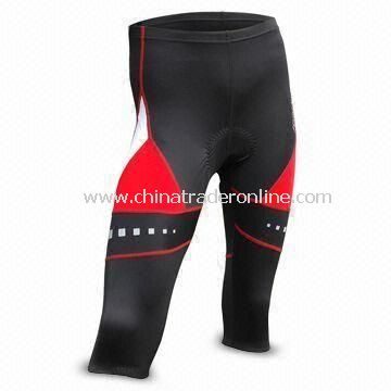 Mens Cycling Long Pants with 3D Chamois and Reflective Logo Print