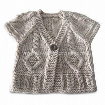 Childrens Cardigan, Made of 85% Acrylic and 15% Knitted Wool