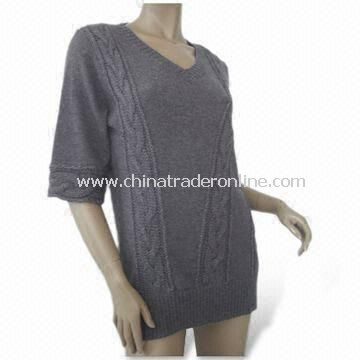 Sweater, Made of 45% Acrylic, 30% Alpaca and 25% Wool, Suitable for Women