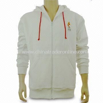 Mens Sweater with Full Zip at Front, Made of 80% Cotton and 20% Polyester Material