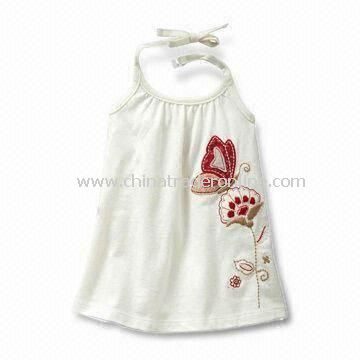 100% Cotton Baby Dress with Prints and Embroideries Features