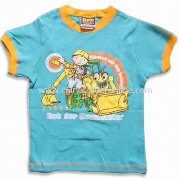 Fashionable Baby T-shirt with Short Sleeves, Made of 100% Combed Cotton