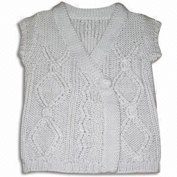 100% Cotton Childrens Sweater with Cables, Knitted