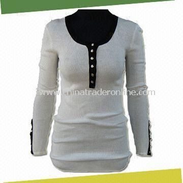 Womens Knitted Sweater, Made of 60% Model, 40% Cotton