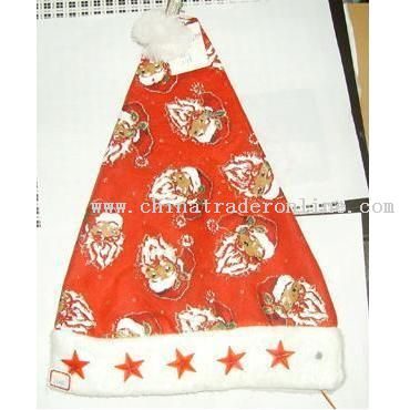 christmas hat with santa claus and flashing red pentacle