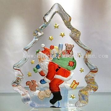 Christmas Santa Mould Painted Crystal