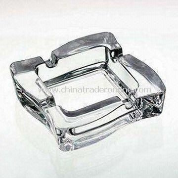 Ashtray, Made of Glass, with Size of 11.5 x 11.5 x 3.4cm