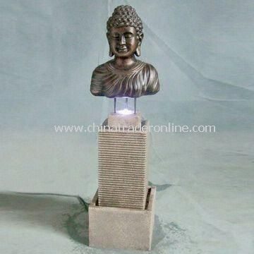 Light and Durable Fiberglass Fountain with LED, 31.5-inch Height, Available in Different Designs