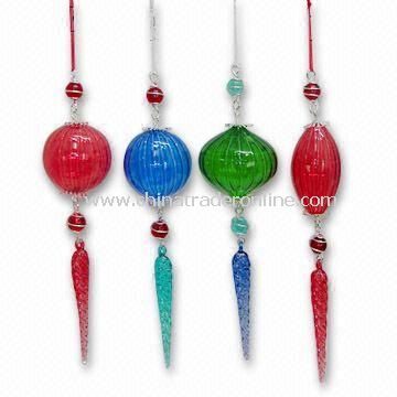 Hollow Glass Wire Christmas Ornaments, OEM Orders Welcome
