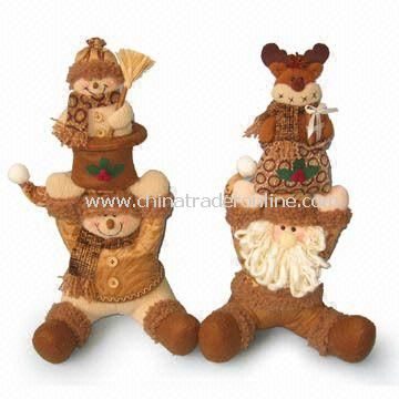 16-inch Snowman with Baby and Santa with Moose Baby on Head, Available in Brown
