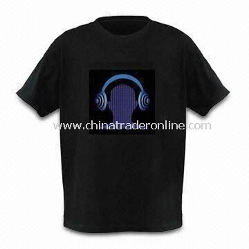 EL Promotional Flashing T-shirt with Sound Activated Graphic Equalizer, Customized Logos Welcomed
