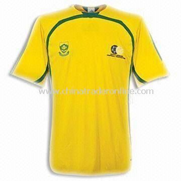 100% Polyester Soccer Jersey for South Africa Team with Embroidery