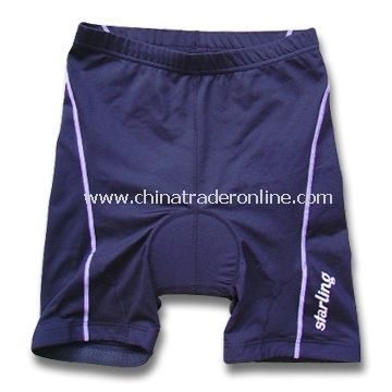 Cycling Short Pants with Mesh and Fleece Inside Attached, Made of Nylon/Lycra