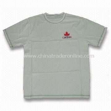 100% Cotton Mens Sports T-shirt with Printed Logos on Front, Customized Designs are Accepted