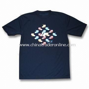 Mens T-shirt with Sports Performance, Made of 100% Polyester Quick Dry Fiber