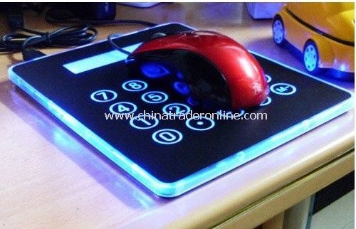 New Multifunction 4 Port USB Mouse Pad Mousepad Calculator With Blue LED,Mouse Keyboard MP3 Connection