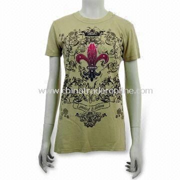 Promotional Womens T-shirt, Made of 100% Combed Cotton and Jersey
